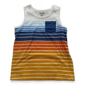 OshKosh B'gosh Boys Stripe Pocket Tank Top Sleeveless Cotton Crewneck Size 8